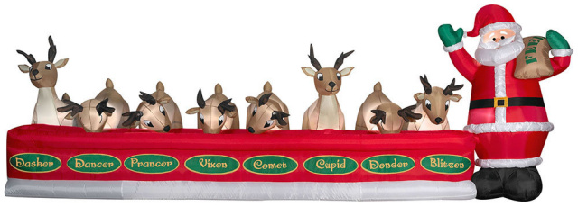 Animated Santa Feeding Eight Reindeer Colossal Christmas Inflatable Santa Feeding Eight Reindeer Colossal Christmas Inflatable View Images